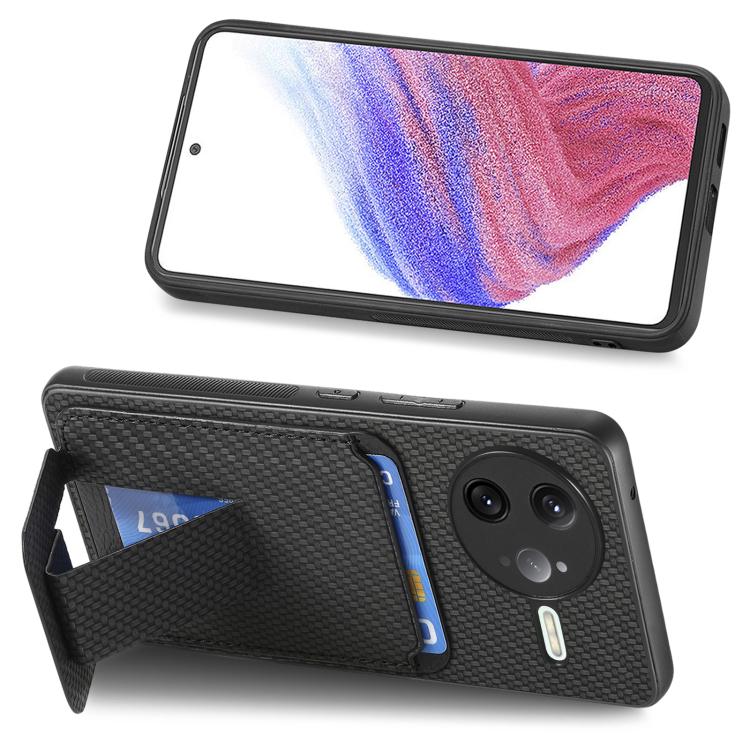 For Redmi K80 Pro / Poco F7 Ultra Carbon Fiber Card Bag Fold Stand Phone Case