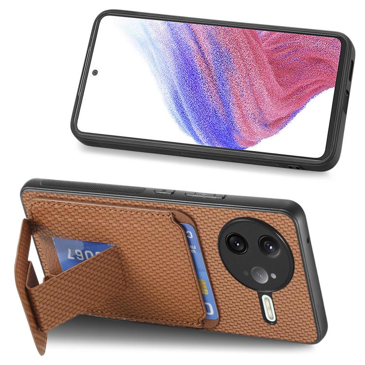 For Redmi K80 Pro / Poco F7 Ultra Carbon Fiber Card Bag Fold Stand Phone Case