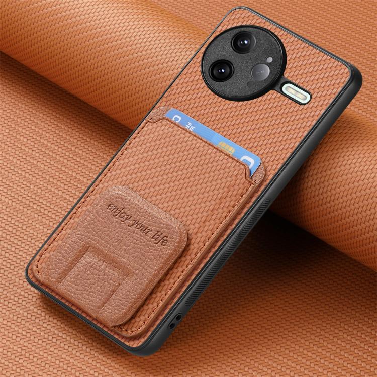 For Redmi K80 Pro / Poco F7 Ultra Carbon Fiber Card Bag Fold Stand Phone Case