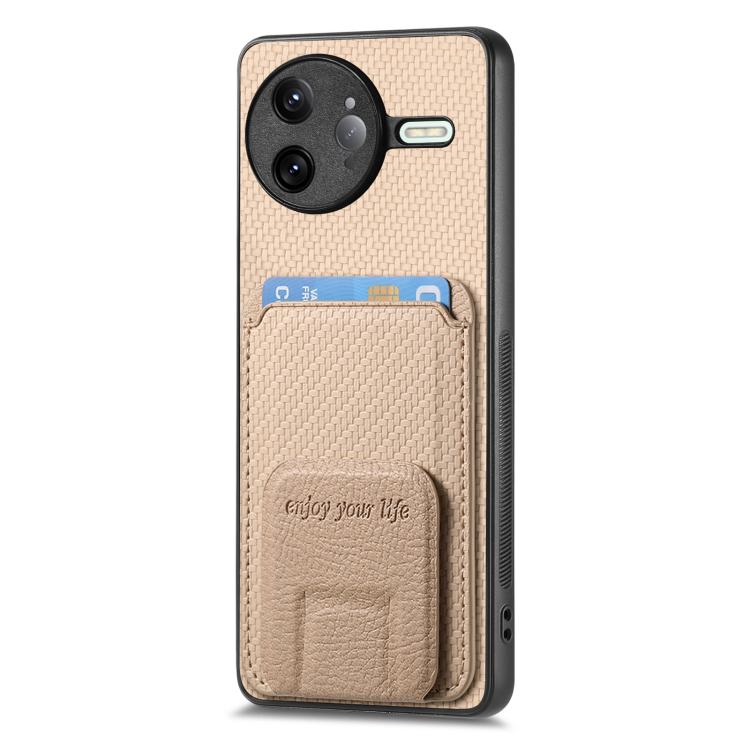 For Redmi K80 Pro / Poco F7 Ultra Carbon Fiber Card Bag Fold Stand Phone Case