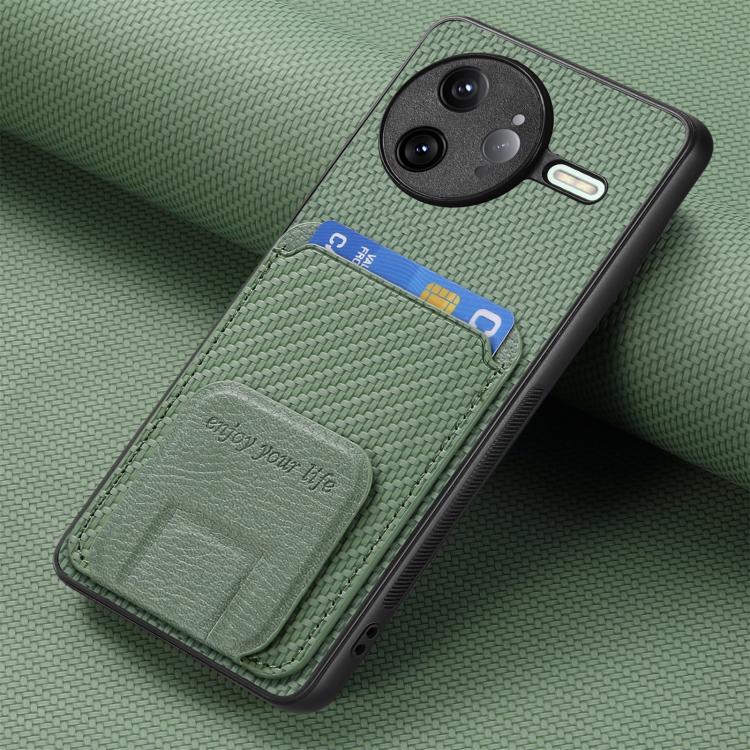 For Redmi K80 Pro / Poco F7 Ultra Carbon Fiber Card Bag Fold Stand Phone Case