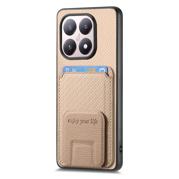 For Xiaomi 15T Carbon Fiber Card Bag Fold Stand Phone Case