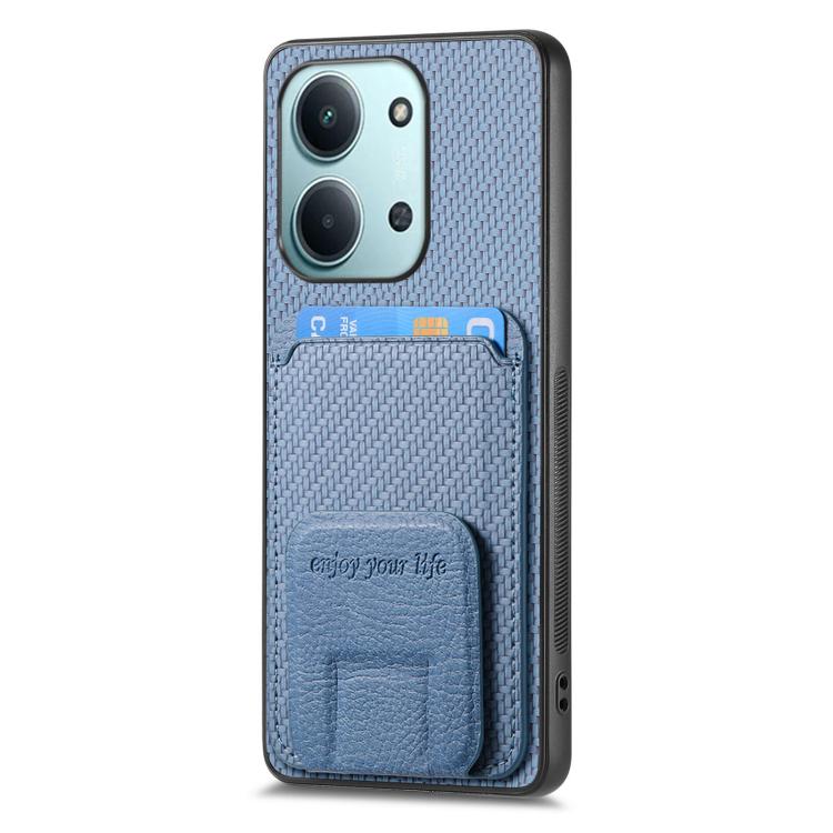 For Redmi 15C 5G / 4G Global 171mm Carbon Fiber Card Bag Fold Stand Phone Case