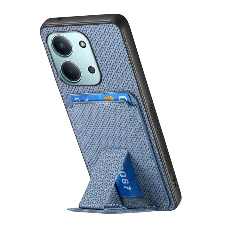 For Redmi 15C 5G / 4G Global 171mm Carbon Fiber Card Bag Fold Stand Phone Case