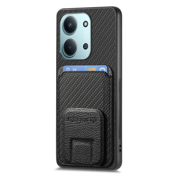 For Redmi 15C 5G / 4G Global 171mm Carbon Fiber Card Bag Fold Stand Phone Case