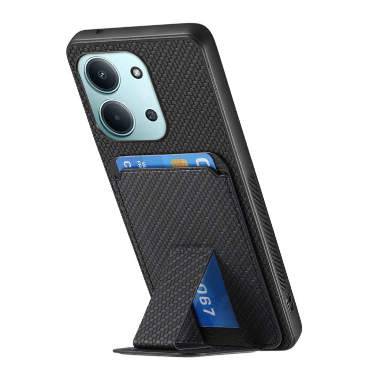 For Redmi 15C 5G / 4G Global 171mm Carbon Fiber Card Bag Fold Stand Phone Case
