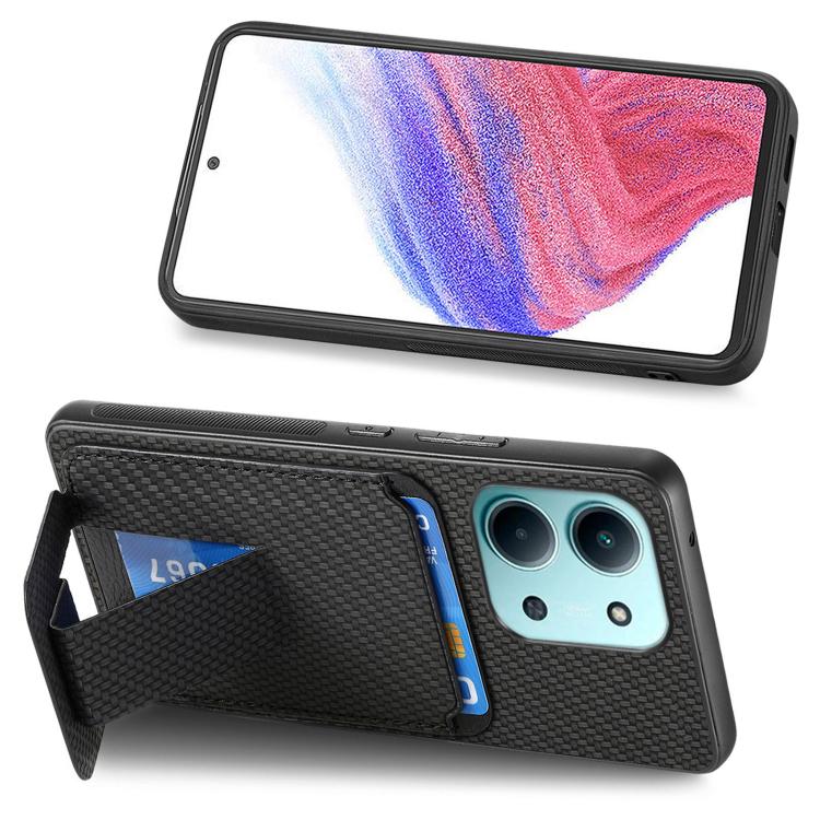 For Redmi 15C 5G / 4G Global 171mm Carbon Fiber Card Bag Fold Stand Phone Case