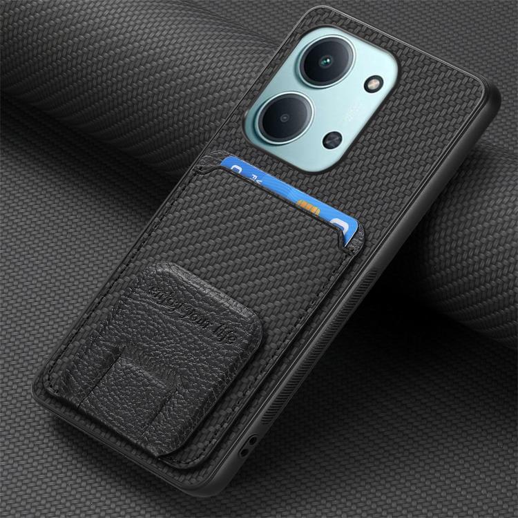 For Redmi 15C 5G / 4G Global 171mm Carbon Fiber Card Bag Fold Stand Phone Case
