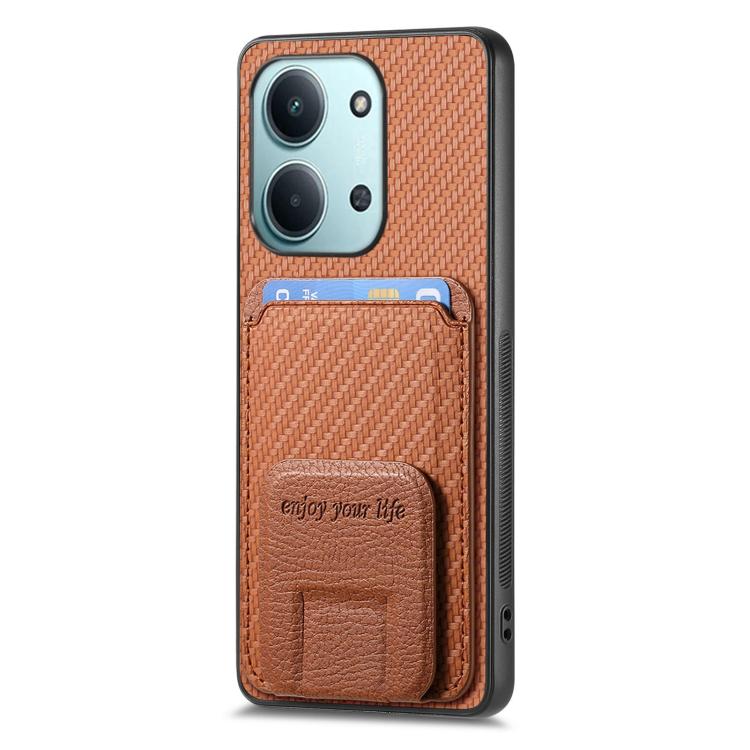 For Redmi 15C 5G / 4G Global 171mm Carbon Fiber Card Bag Fold Stand Phone Case