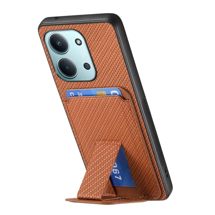 For Redmi 15C 5G / 4G Global 171mm Carbon Fiber Card Bag Fold Stand Phone Case