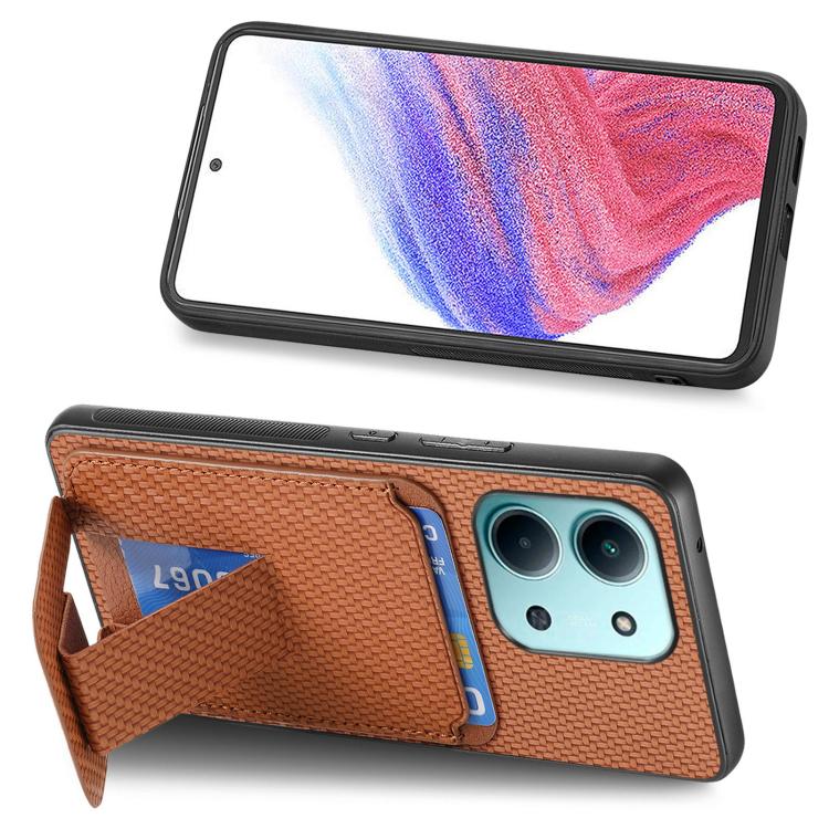 For Redmi 15C 5G / 4G Global 171mm Carbon Fiber Card Bag Fold Stand Phone Case