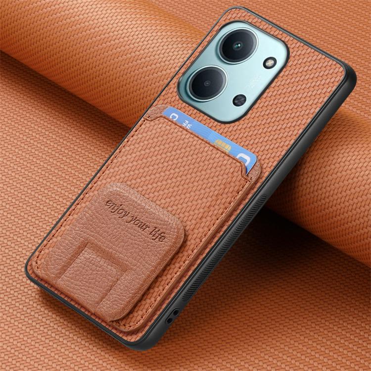 For Redmi 15C 5G / 4G Global 171mm Carbon Fiber Card Bag Fold Stand Phone Case