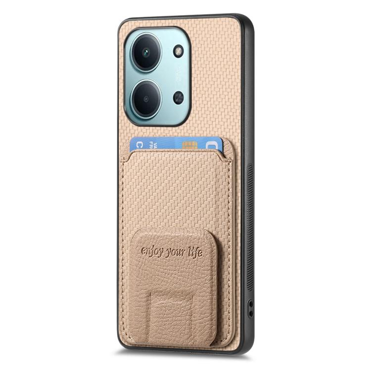 For Redmi 15C 5G / 4G Global 171mm Carbon Fiber Card Bag Fold Stand Phone Case