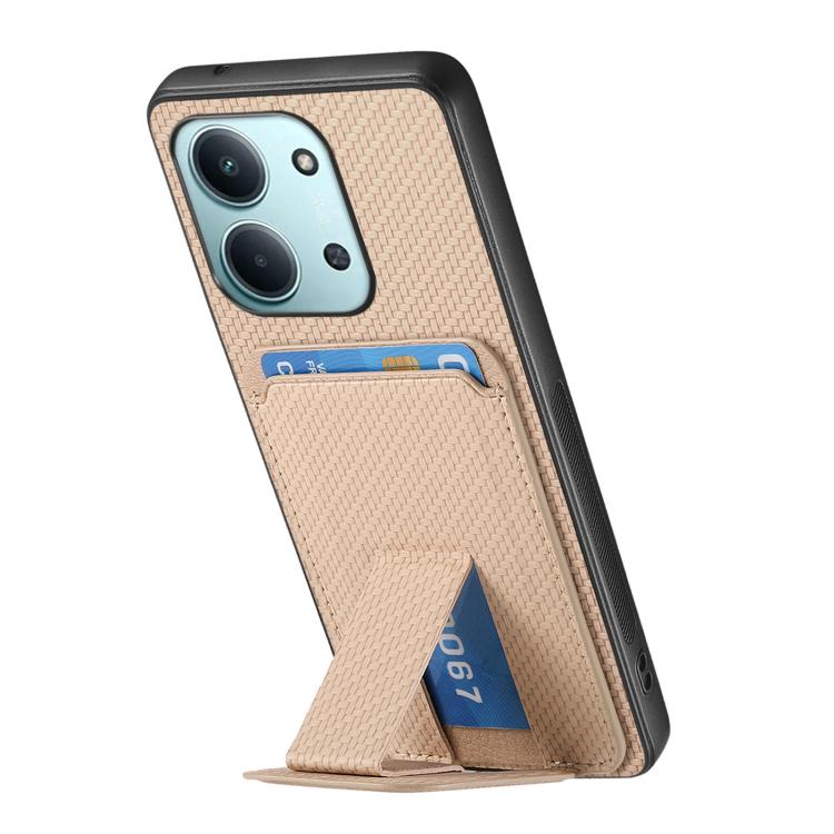 For Redmi 15C 5G / 4G Global 171mm Carbon Fiber Card Bag Fold Stand Phone Case