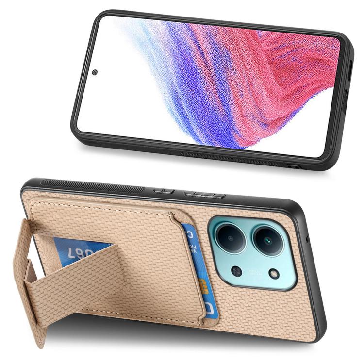 For Redmi 15C 5G / 4G Global 171mm Carbon Fiber Card Bag Fold Stand Phone Case