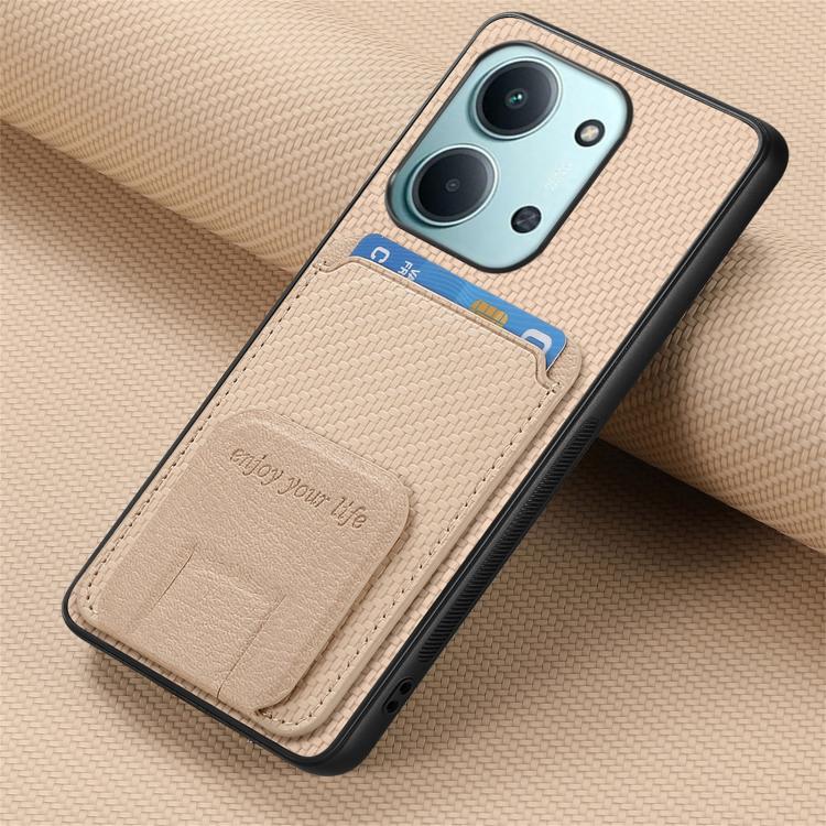 For Redmi 15C 5G / 4G Global 171mm Carbon Fiber Card Bag Fold Stand Phone Case