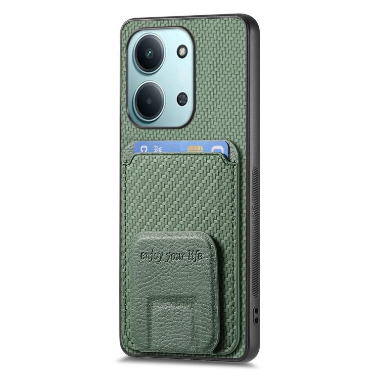 For Redmi 15C 5G / 4G Global 171mm Carbon Fiber Card Bag Fold Stand Phone Case