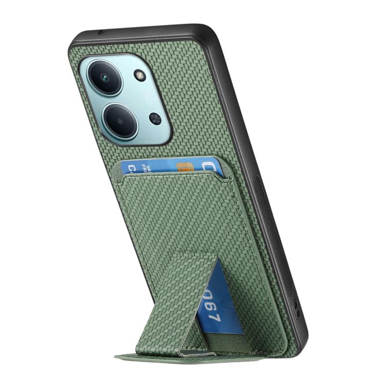For Redmi 15C 5G / 4G Global 171mm Carbon Fiber Card Bag Fold Stand Phone Case