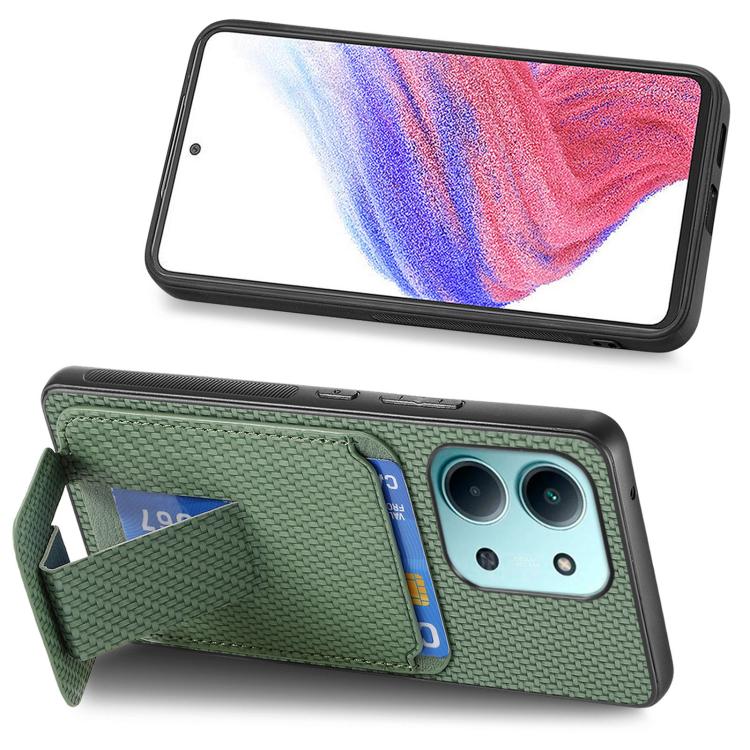 For Redmi 15C 5G / 4G Global 171mm Carbon Fiber Card Bag Fold Stand Phone Case