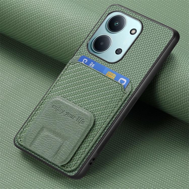 For Redmi 15C 5G / 4G Global 171mm Carbon Fiber Card Bag Fold Stand Phone Case