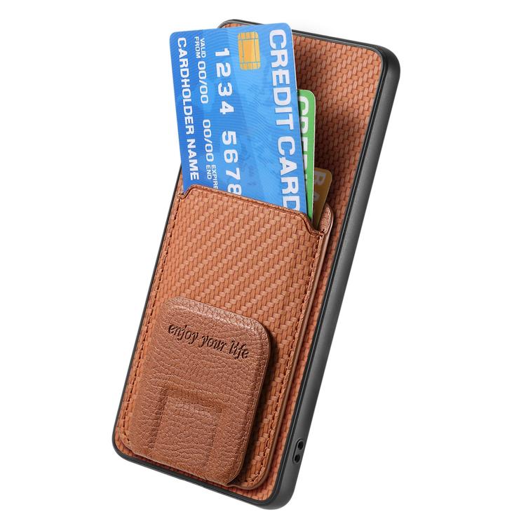 For Xiaomi 17 Pro Max Carbon Fiber Card Bag Fold Stand Phone Case