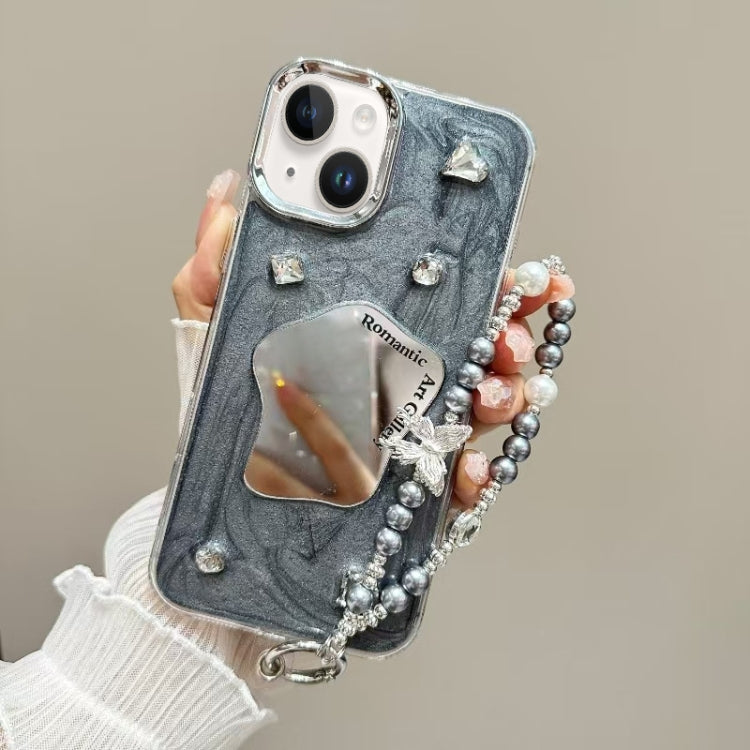 For iPhone 15 Cream Mirror Bracelet Chain TPU Phone Case