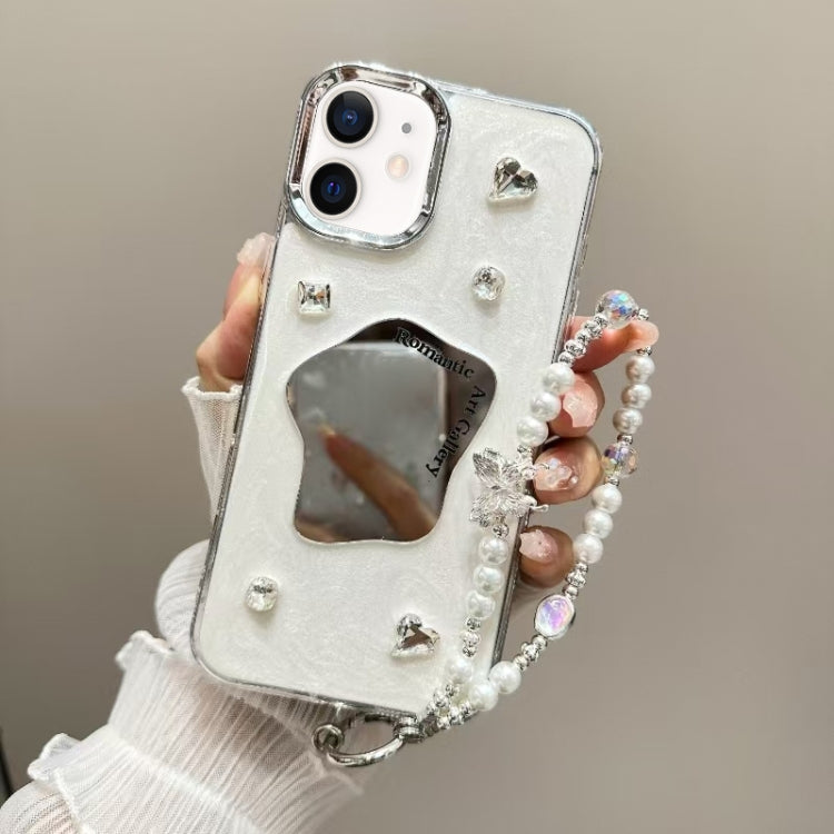 For iPhone  12 Cream Mirror Bracelet Chain TPU Phone Case