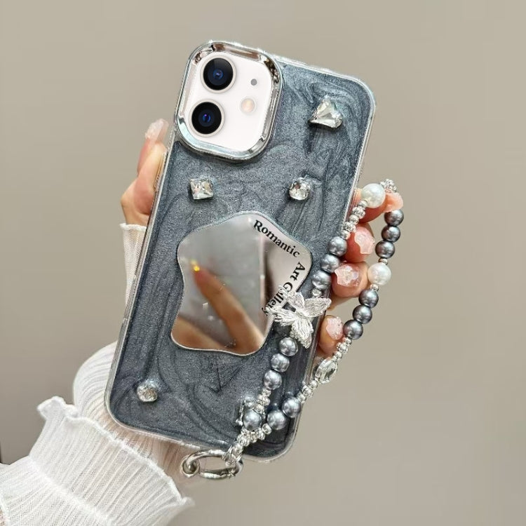For iPhone  12 Cream Mirror Bracelet Chain TPU Phone Case