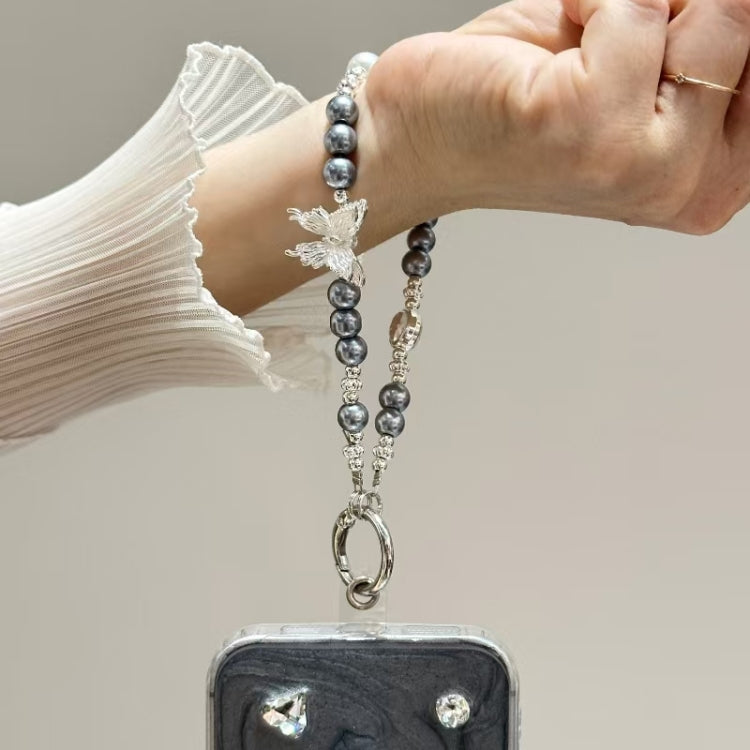 For iPhone 15 Pro Max Cream Mirror Bracelet Chain TPU Phone Case
