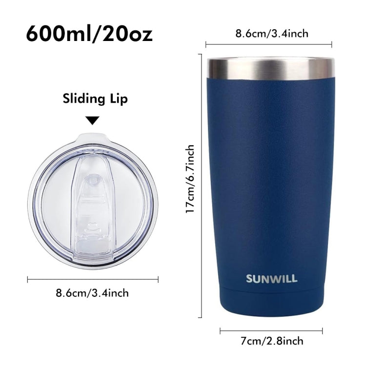 JUNSUNMAY 600ml 304 Stainless Steel Vacuum Insulated Coffee Travel Mug Double Wall Thermal Cup