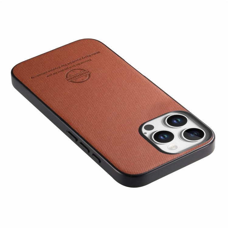 For iPhone 12 Twill Fabric Leather Skin Back Phone Case