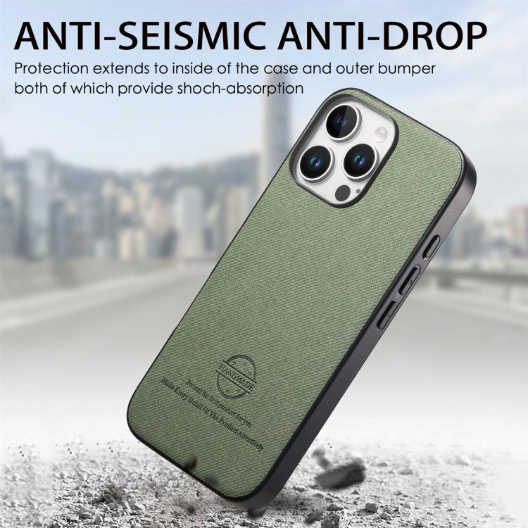 For iPhone 12 Pro Twill Fabric Leather Skin Back Phone Case