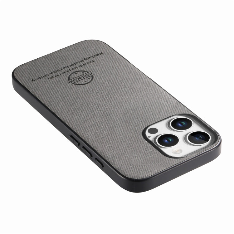 For iPhone 12 Pro Twill Fabric Leather Skin Back Phone Case