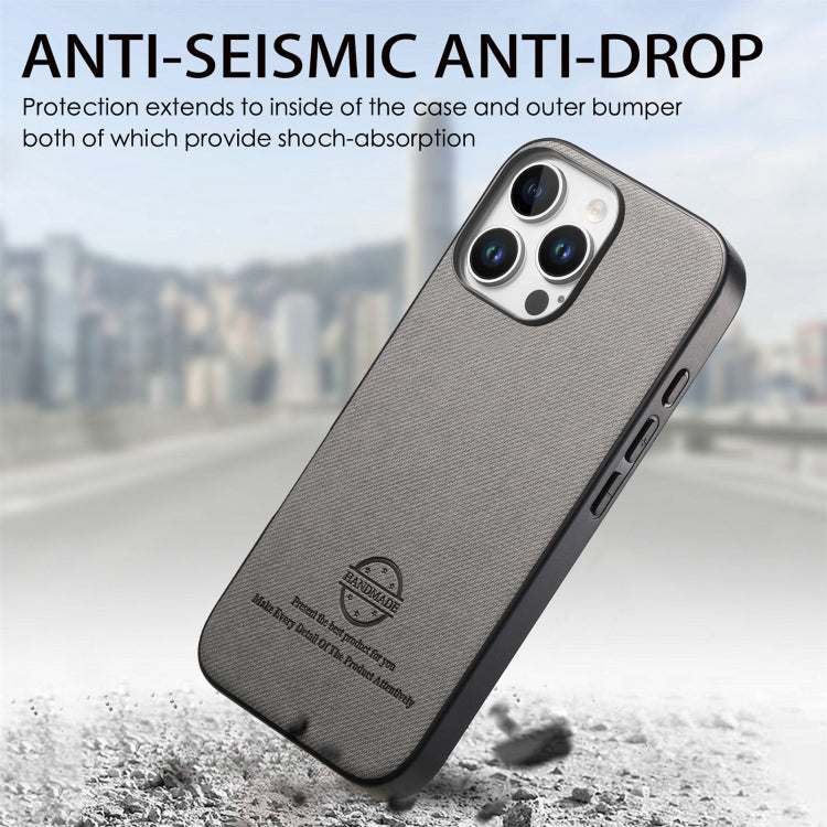 For iPhone 12 Pro Max Twill Fabric Leather Skin Back Phone Case