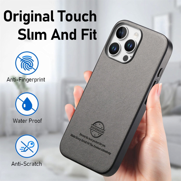For iPhone 12 Pro Max Twill Fabric Leather Skin Back Phone Case