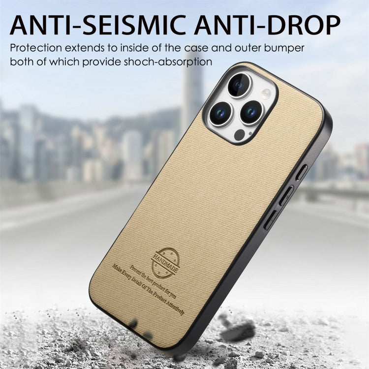 For iPhone 12 Pro Max Twill Fabric Leather Skin Back Phone Case
