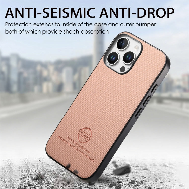 For iPhone 13 Twill Fabric Leather Skin Back Phone Case