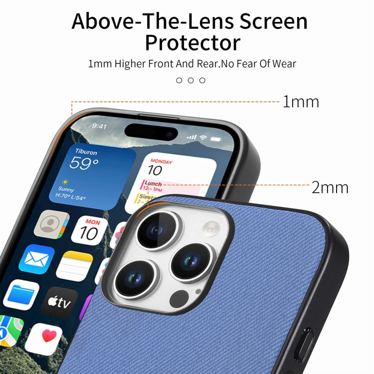 For iPhone 13 Pro Max Twill Fabric Leather Skin Back Phone Case