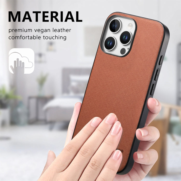 For iPhone 13 Pro Max Twill Fabric Leather Skin Back Phone Case