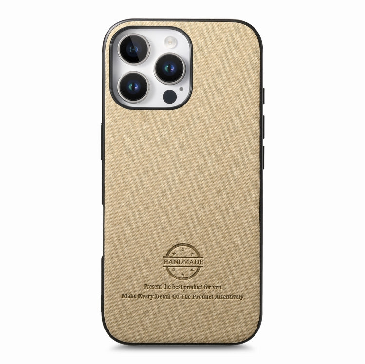 For iPhone 14 Twill Fabric Leather Skin Back Phone Case