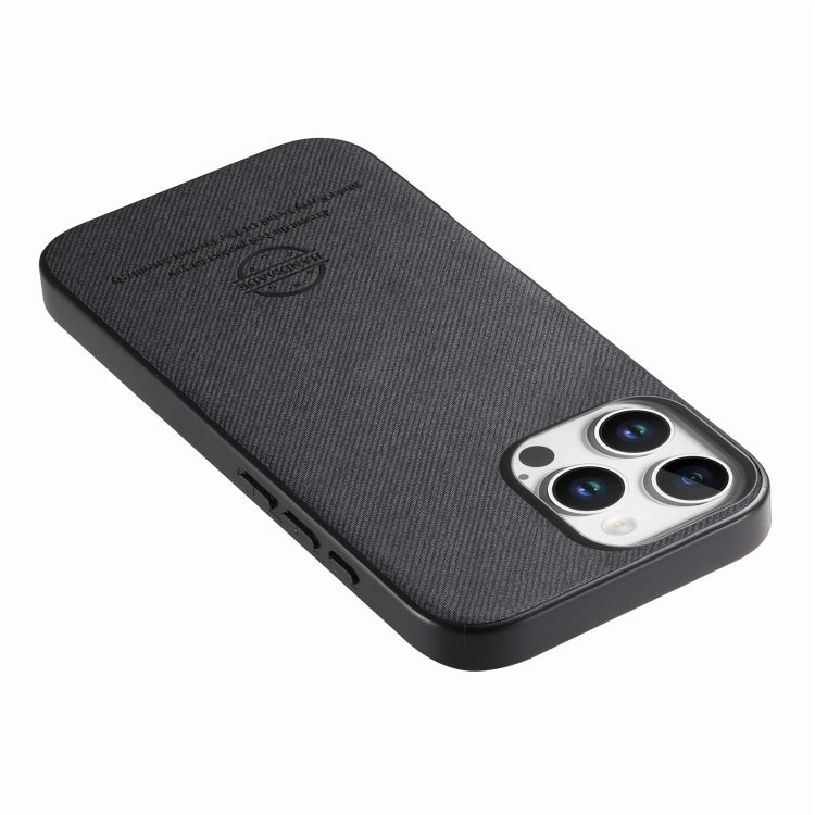 For iPhone 14 Twill Fabric Leather Skin Back Phone Case
