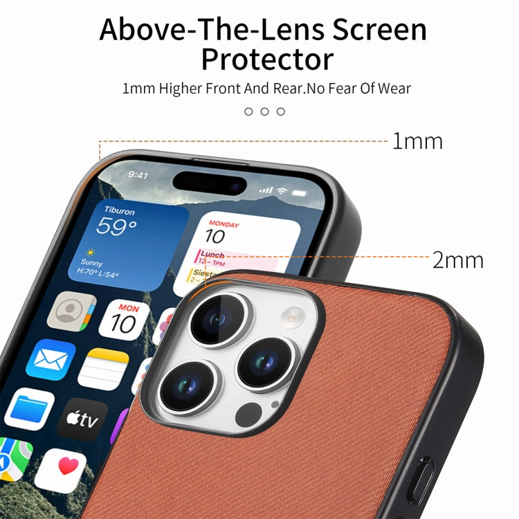 For iPhone 14 Pro Twill Fabric Leather Skin Back Phone Case