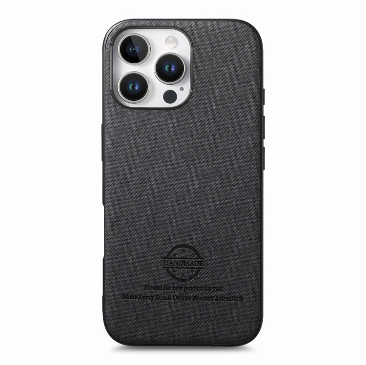 For iPhone 14 Pro Twill Fabric Leather Skin Back Phone Case