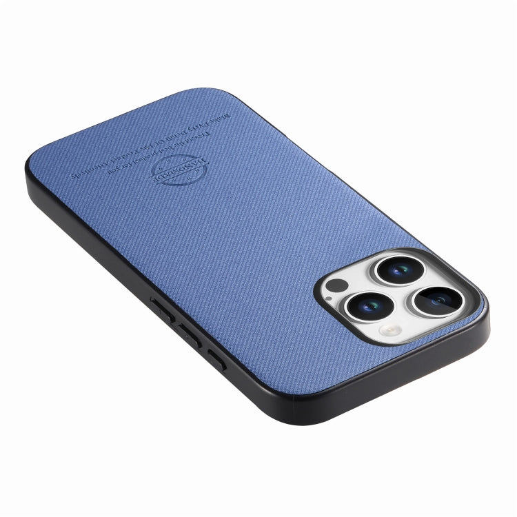 For iPhone 14 Pro Max Twill Fabric Leather Skin Back Phone Case