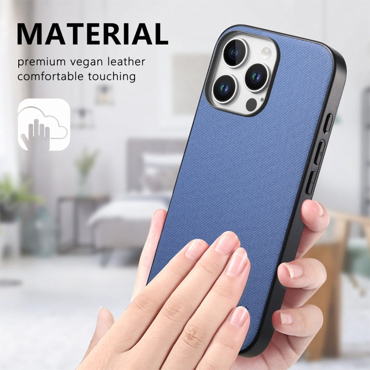 For iPhone 15 Twill Fabric Leather Skin Back Phone Case