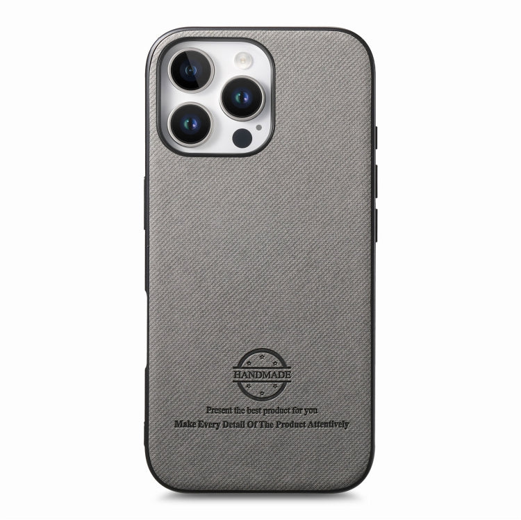 For iPhone 15 Twill Fabric Leather Skin Back Phone Case