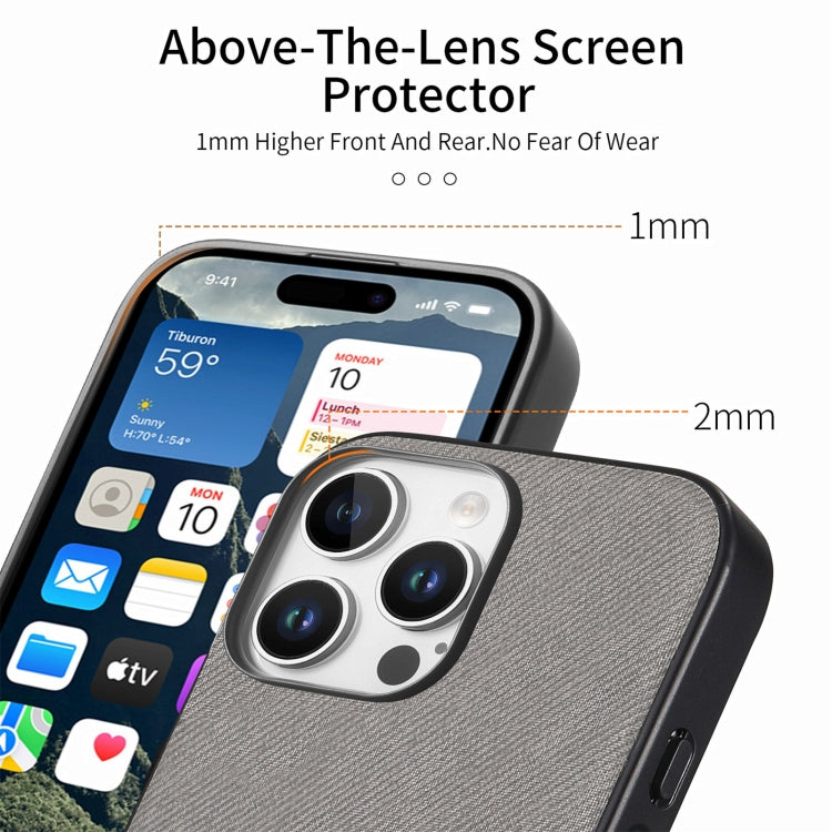For iPhone 15 Twill Fabric Leather Skin Back Phone Case