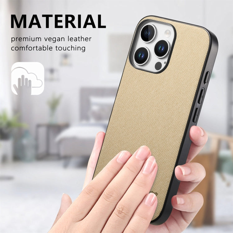 For iPhone 15 Plus Twill Fabric Leather Skin Back Phone Case