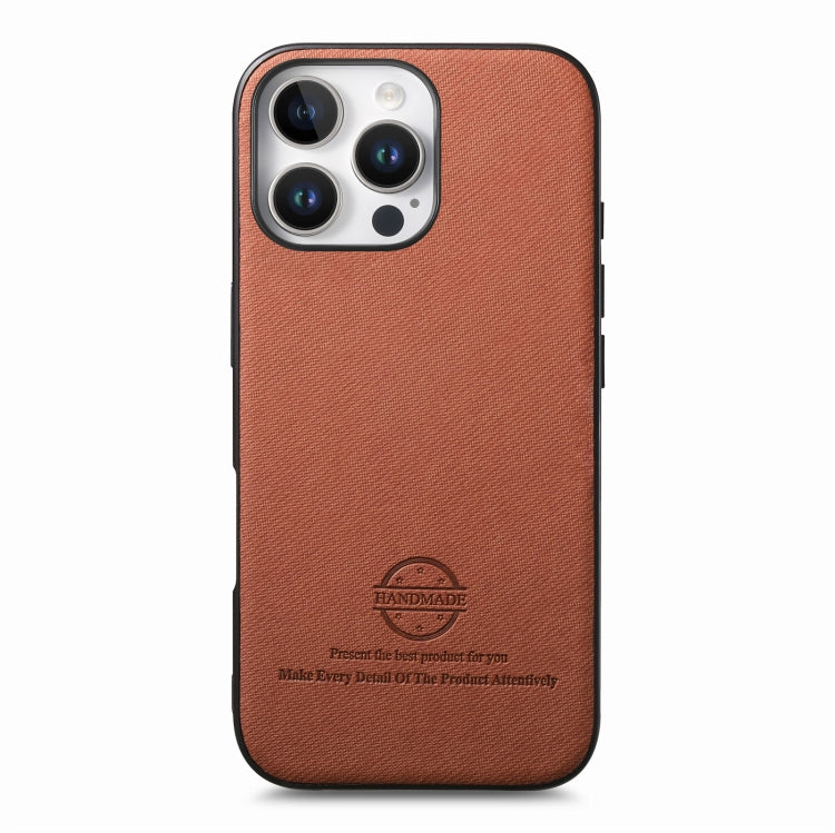 For iPhone 15 Pro Twill Fabric Leather Skin Back Phone Case