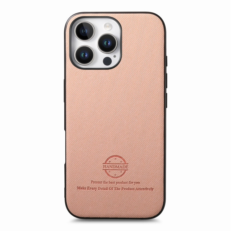 For iPhone 16 Pro Twill Fabric Leather Skin Back Phone Case